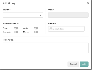 Applitools Eyes で API キーの Team や Permissions などを設定する画面