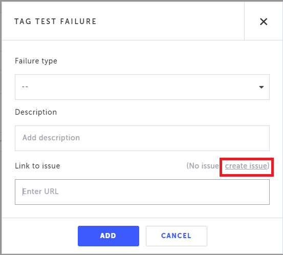 失敗した実行から Create issue を選択