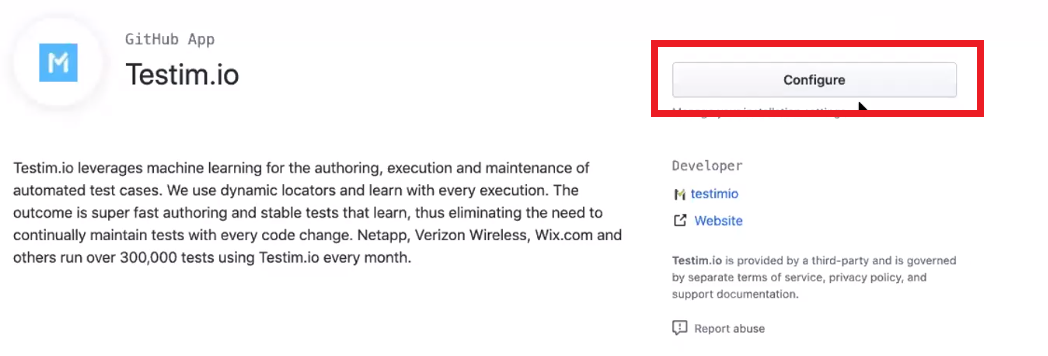 GitHub の Configure 画面