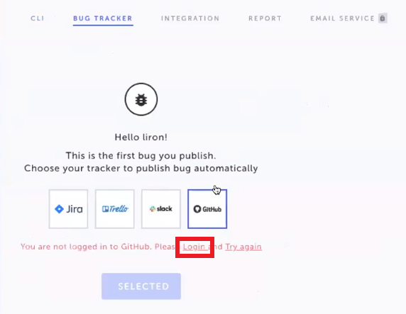 GitHub の Log in リンク
