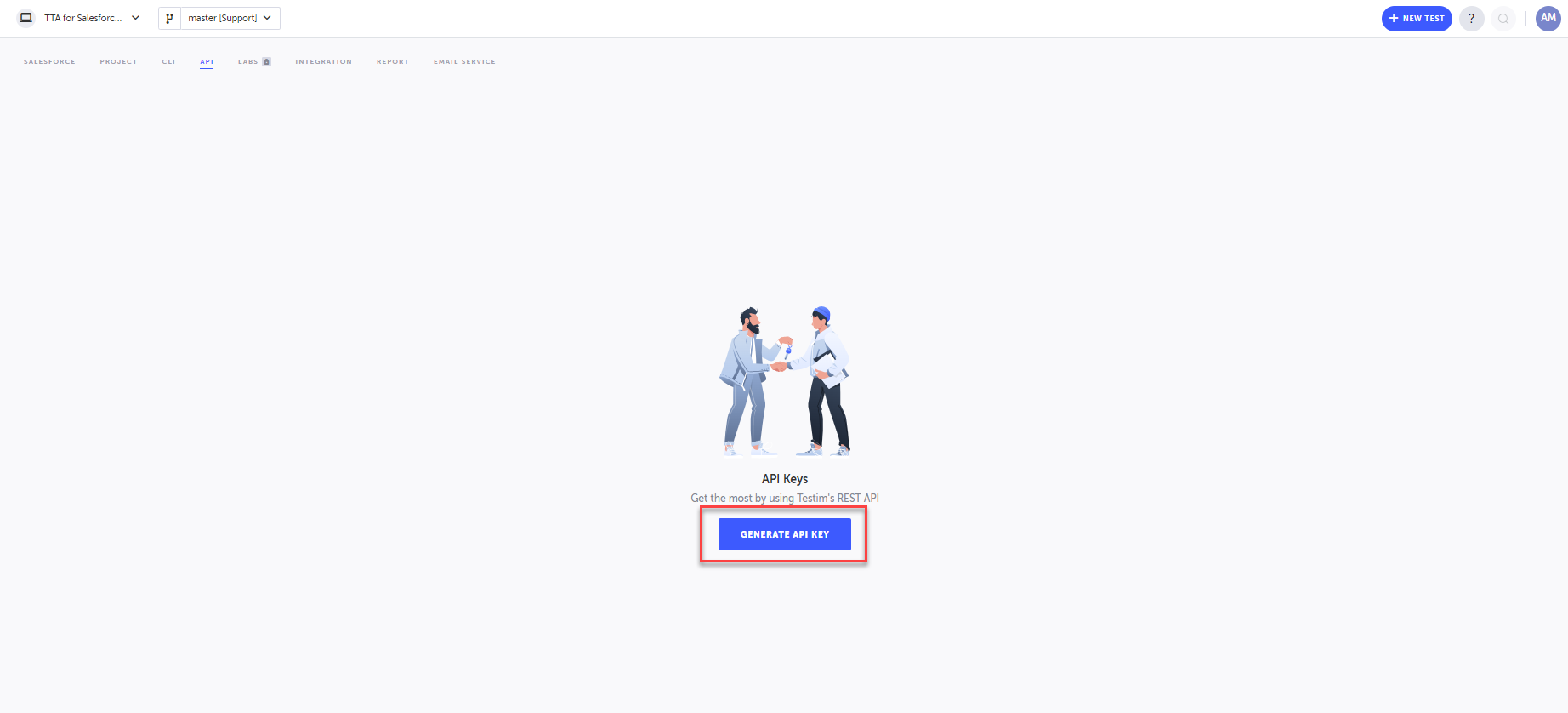 API キー生成ボタンが表示された画面