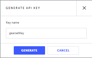 API キー名入力と Generate ボタンの画面