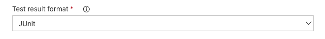 VSTS の Publish Test Results タスクで Test result format に JUnit を選択する画面