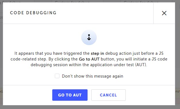 Code Debugging 通知メッセージ