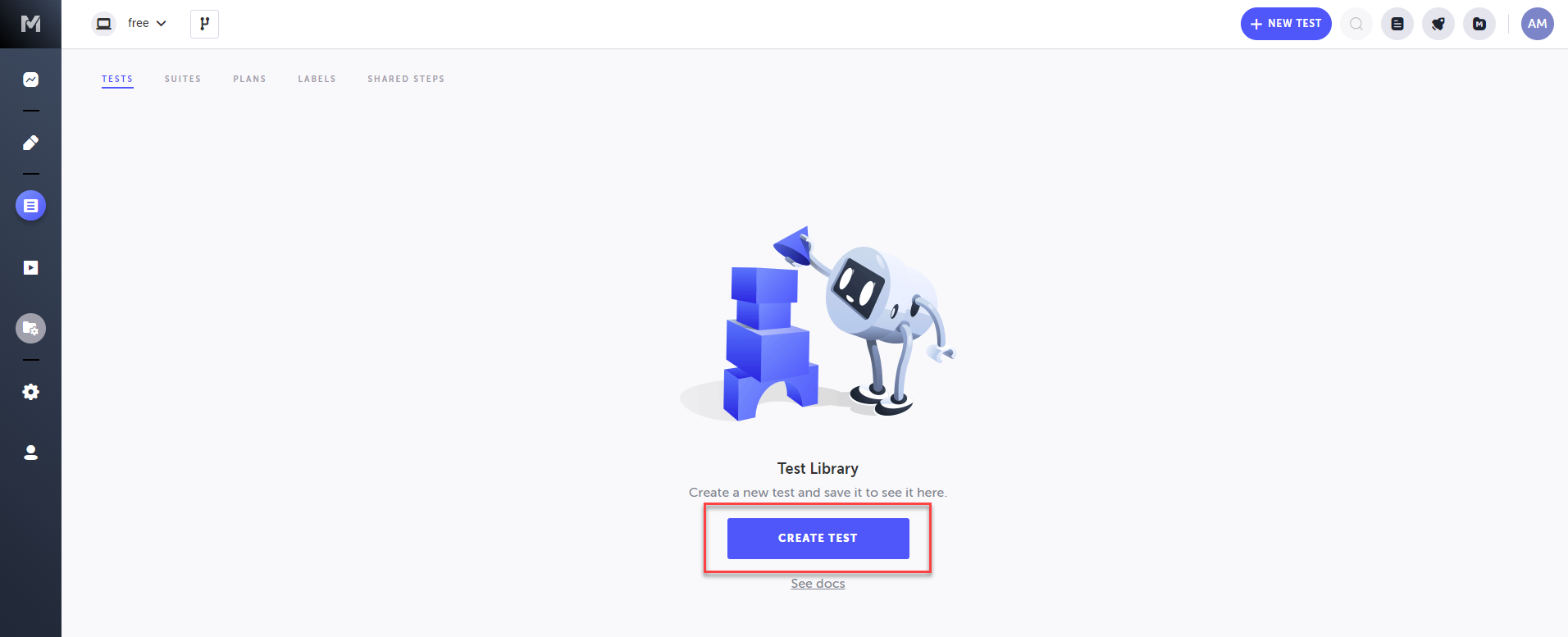 Create Test ボタン