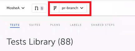 Testim に pr-branch が自動作成された画面