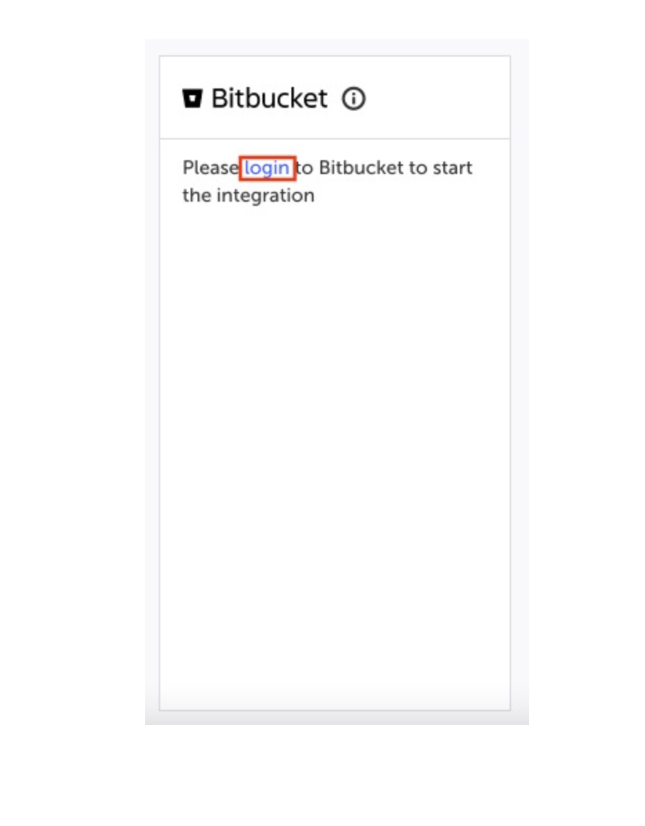 Bitbucket integration の login link を表示している Settings > Integration 画面