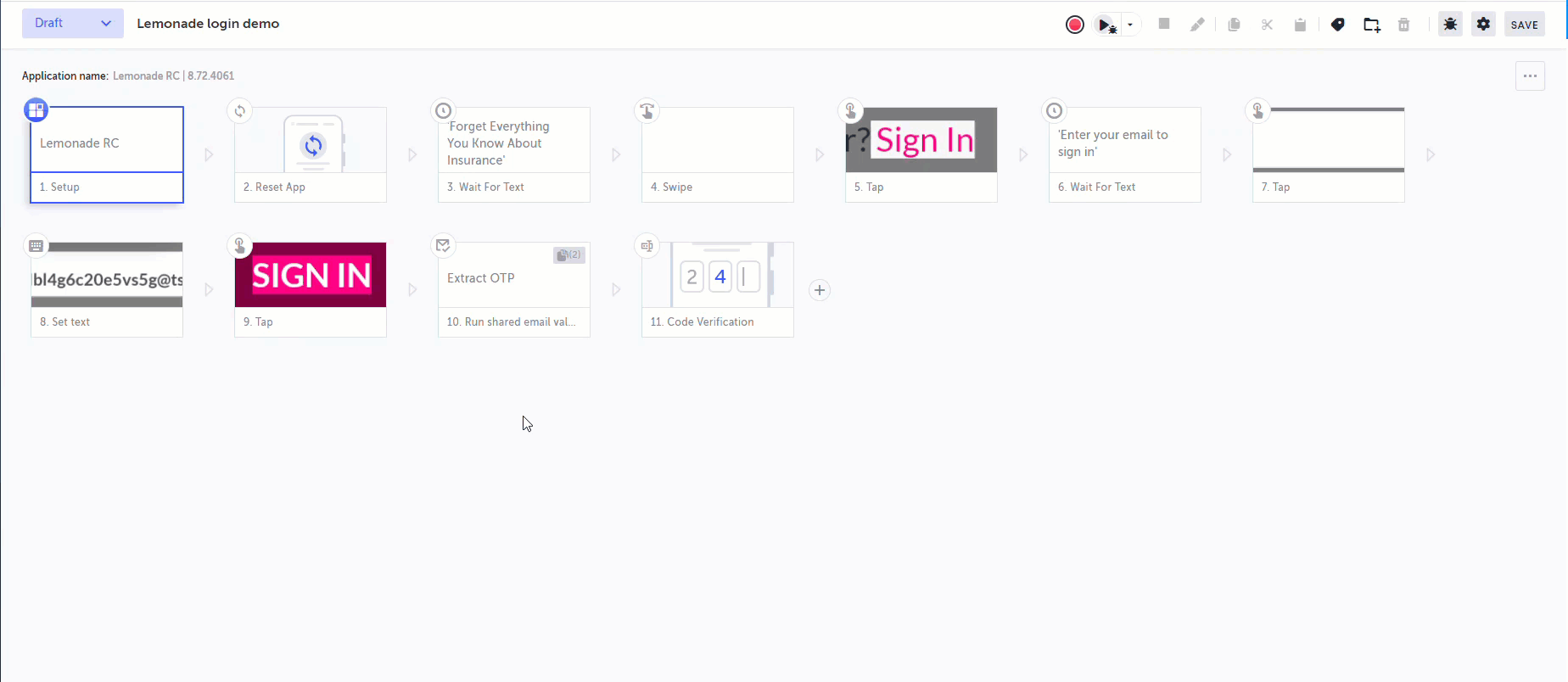 Setup Step の Properties から app を差し替える画面
