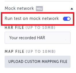 モックネットワークを無効化するトグル設定画面