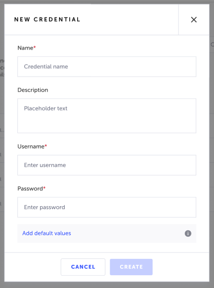 New Credentials 画面