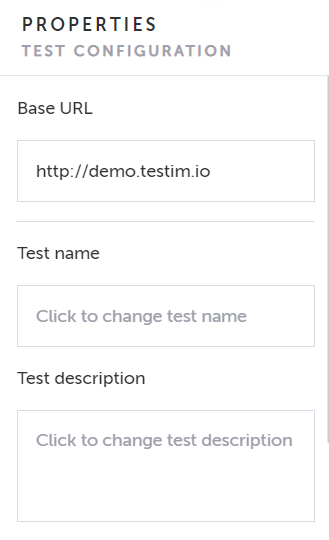 Test Configuration プロパティ