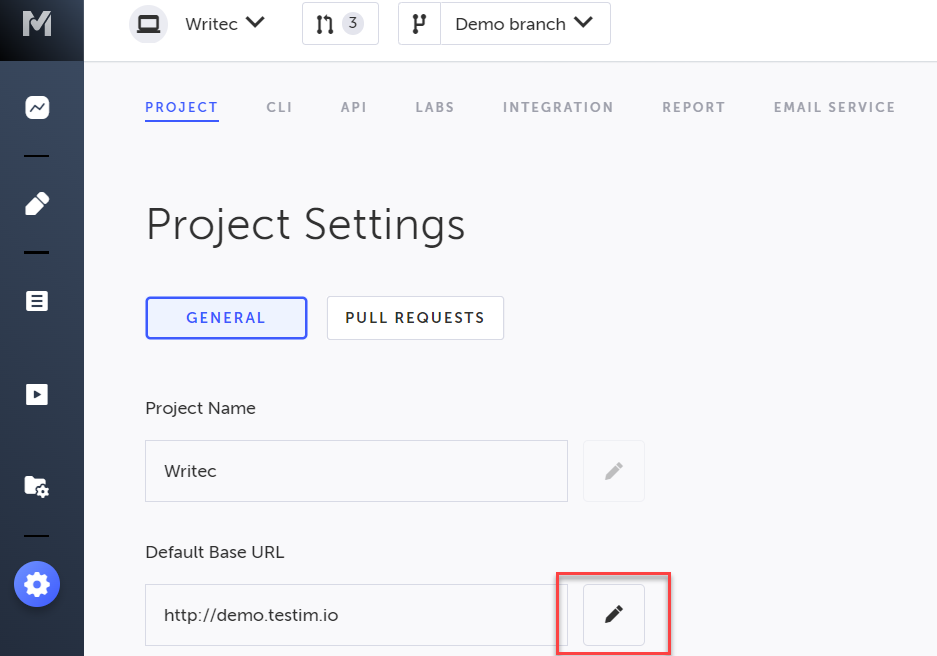 Default Base URL の編集