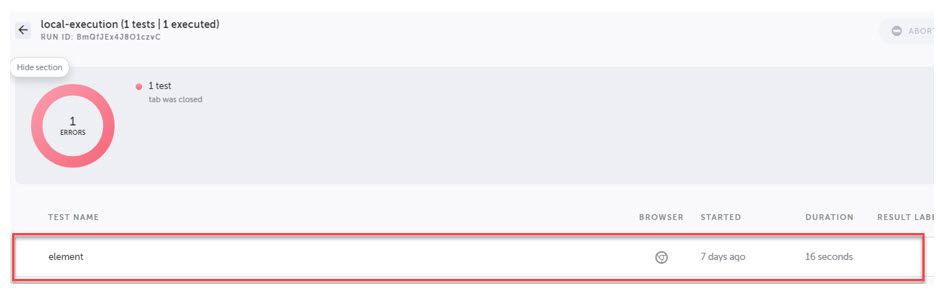 テスト行をダブルクリックして詳細に移動