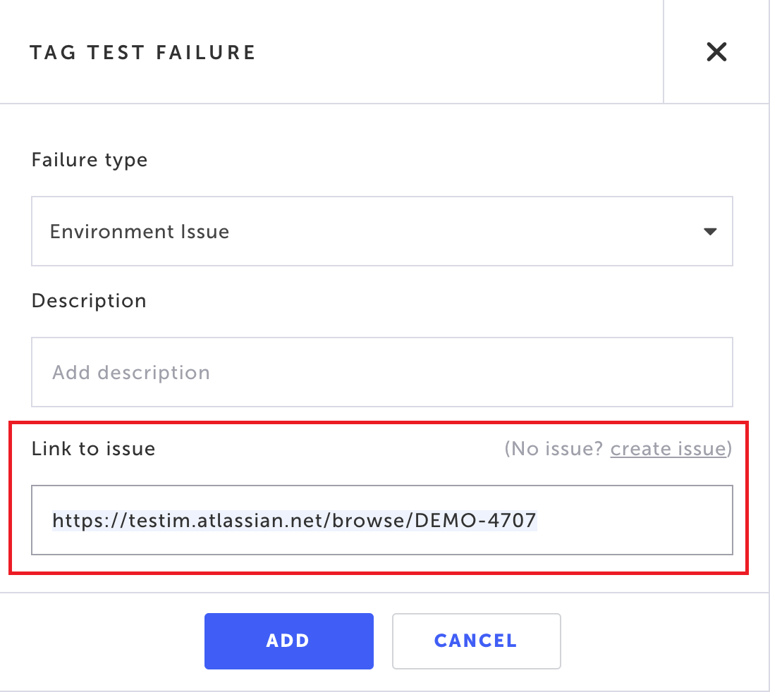 Link to issue フィールドに課題 URL を設定