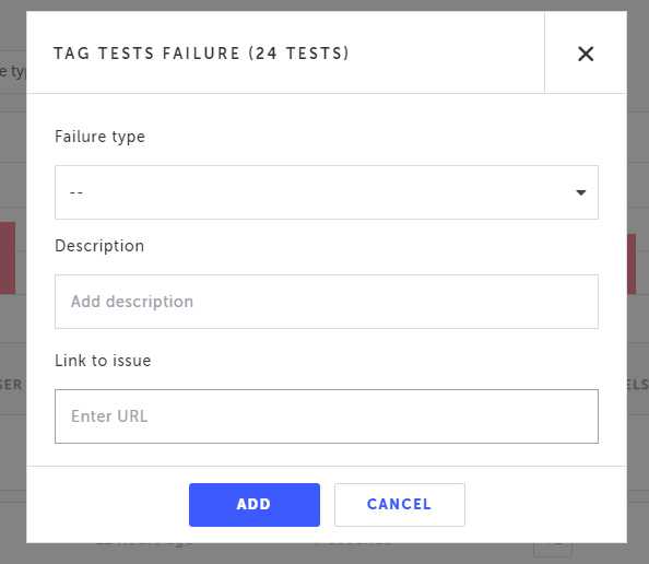 Tag Test Failure ボタンの位置