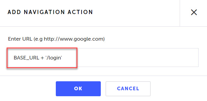 BASE_URL を使用したナビゲーション URL 設定例