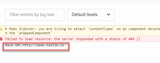 BASE_URL を使用したログ出力結果