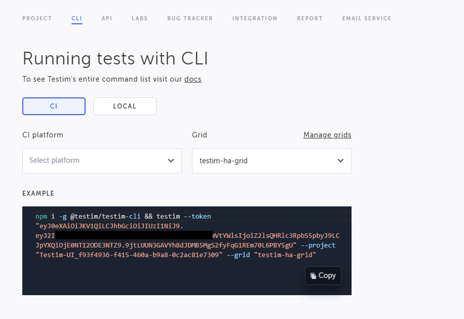 設定画面に表示される基本的な CLI コマンド例