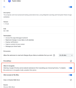 Chrome 拡張機能のシークレットモード設定
