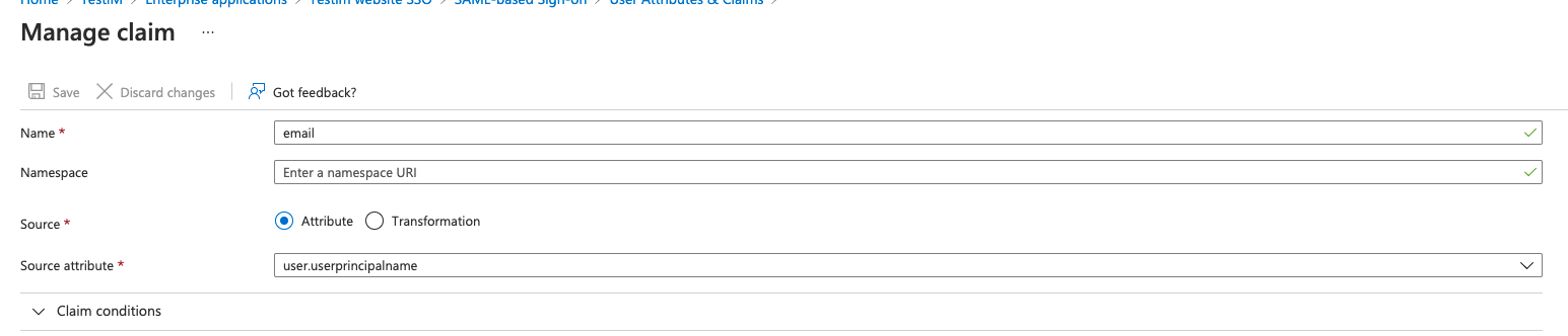 Manage Claim 設定