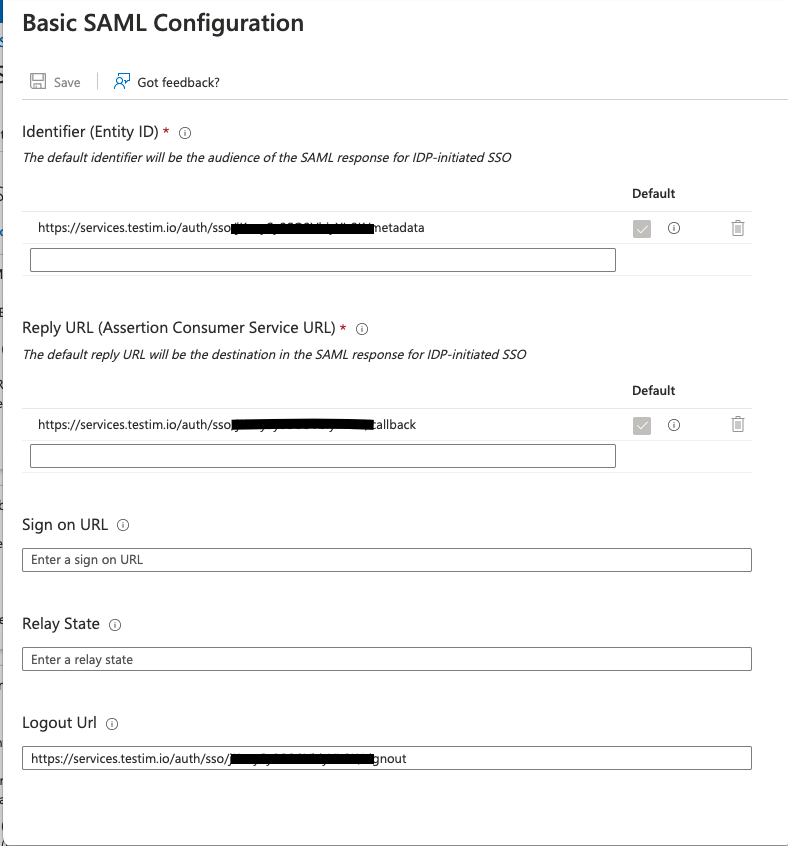 Basic SAML Configuration