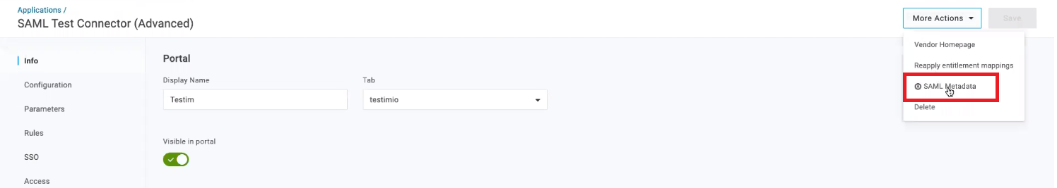 SSO 設定ファイルアップロード