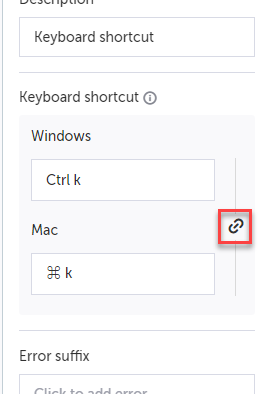 キーボードショートカットステップのスクリーンショット