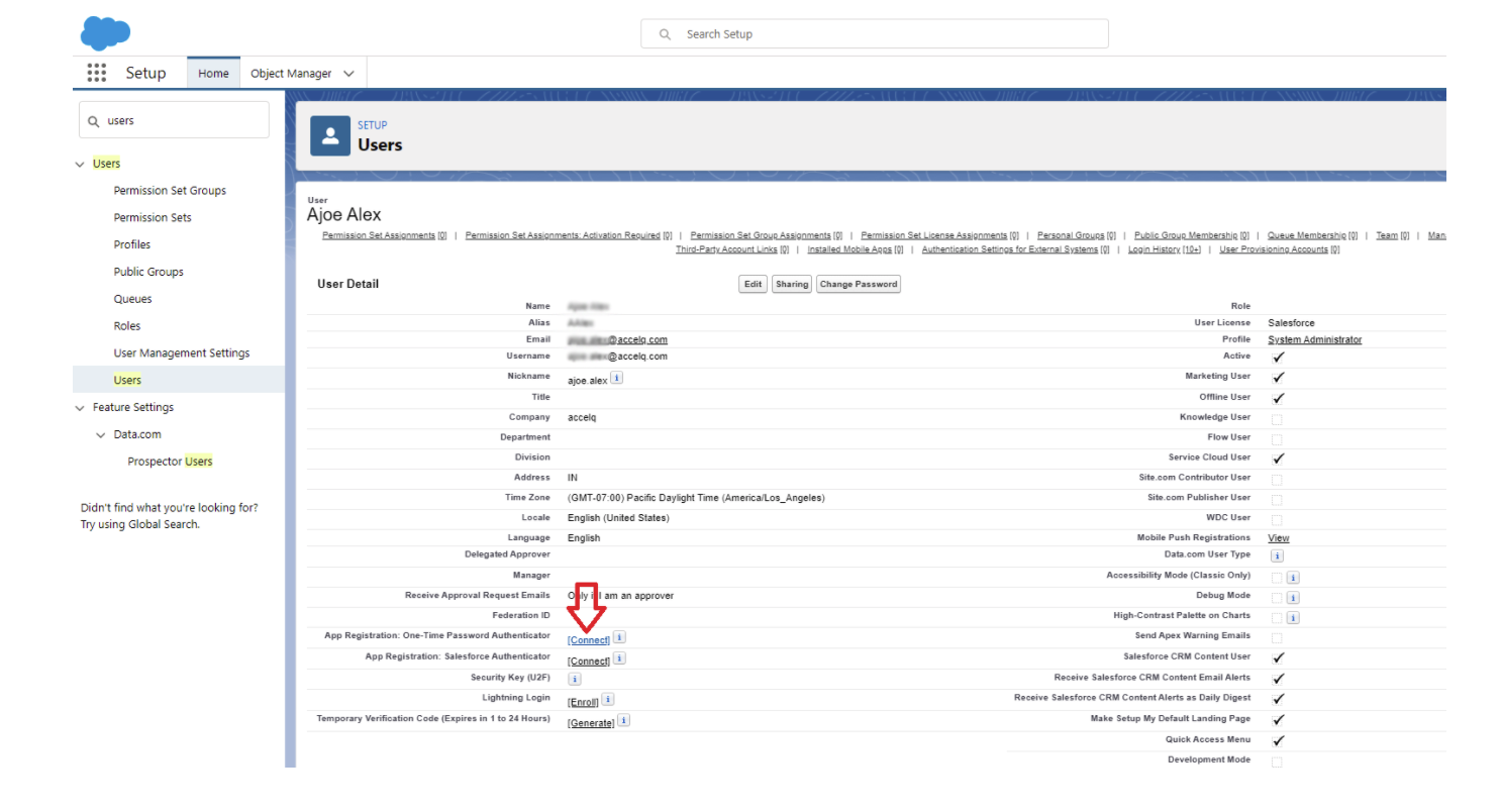 Salesforce 自動ログインステップのスクリーンショット