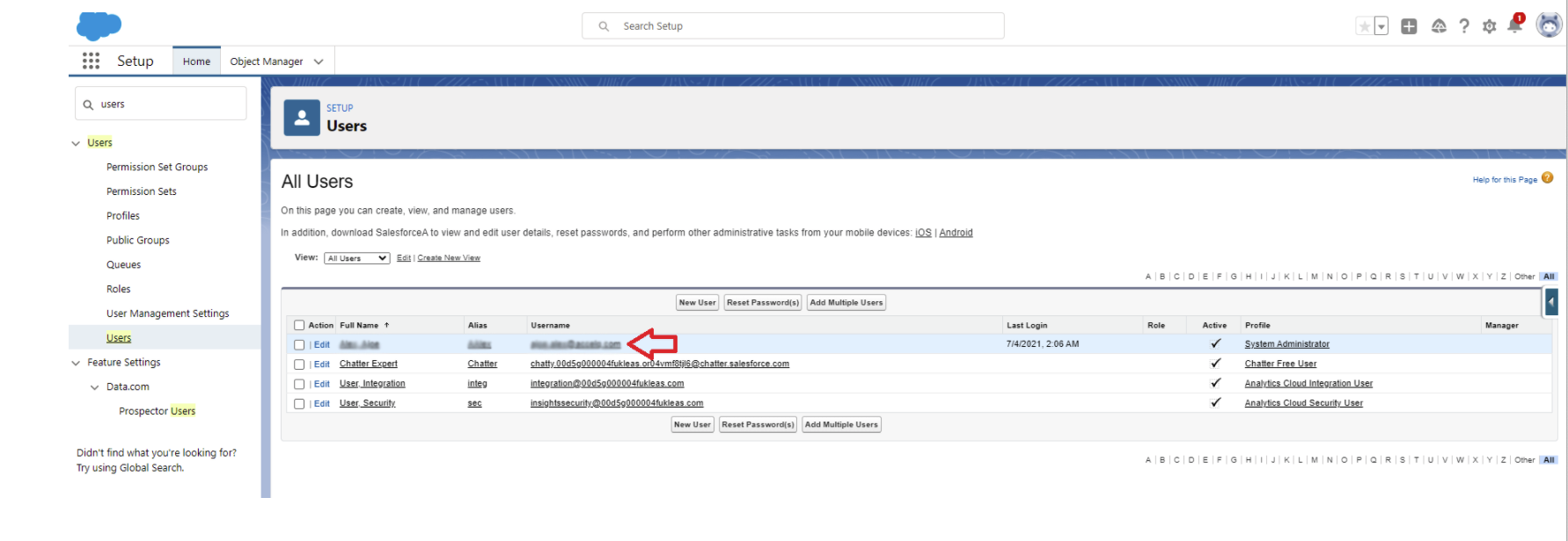 Salesforce 自動ログインステップのスクリーンショット