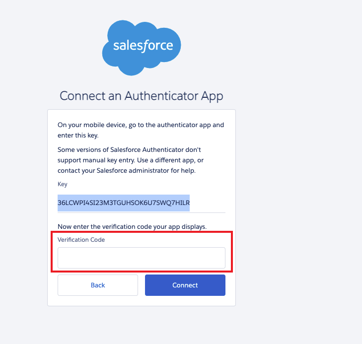 Salesforce 自動ログインステップのスクリーンショット
