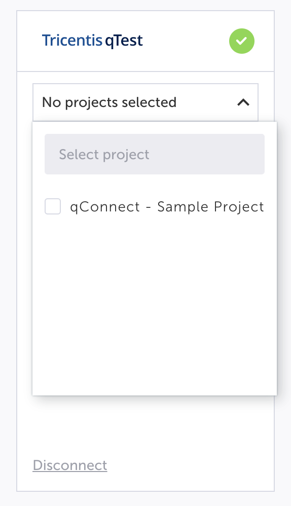 qTest プロジェクトの選択画面