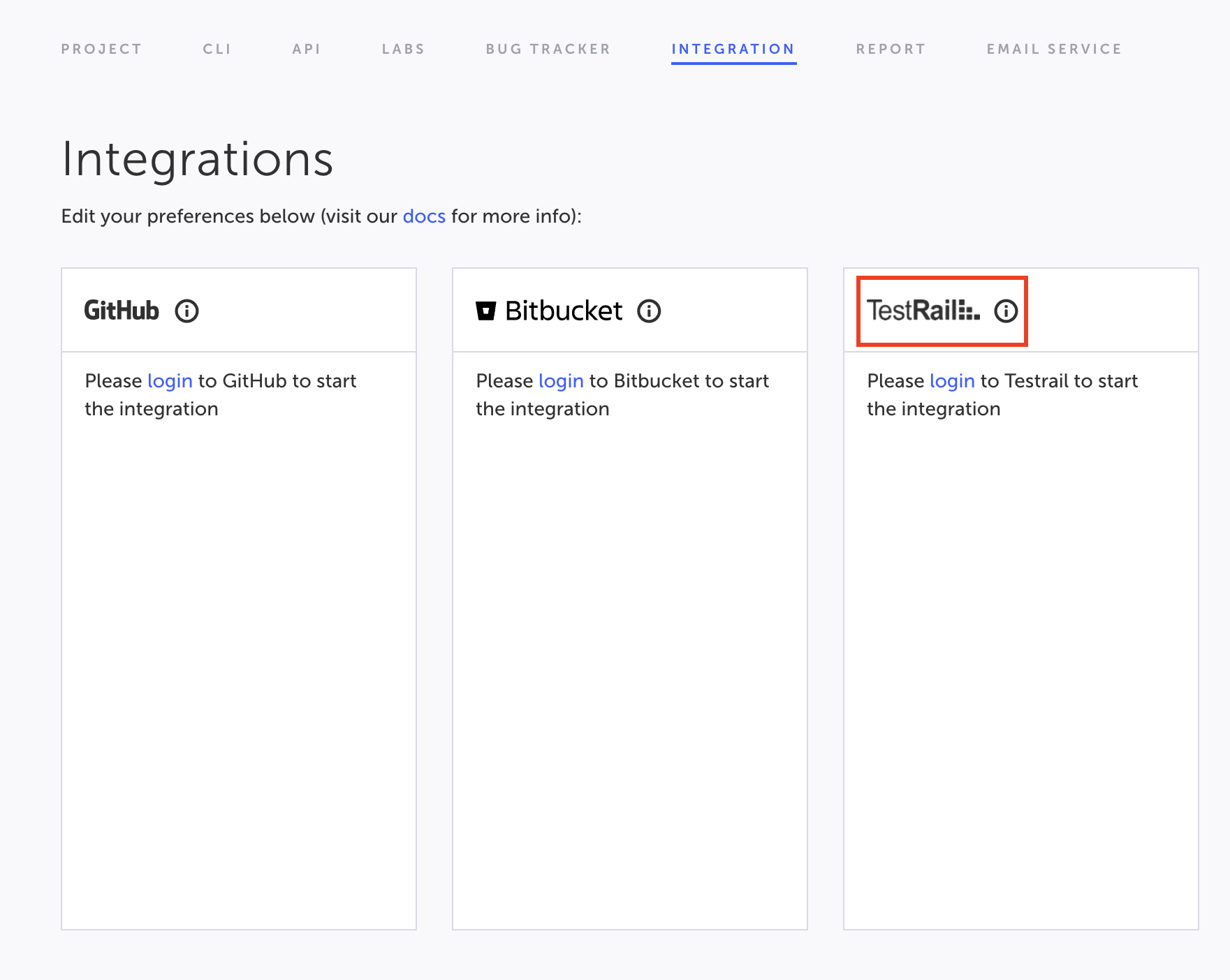 TestRail 統合のログインボタン