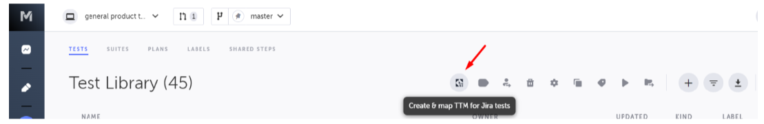 TTM for Jira への一括マッピングメニュー