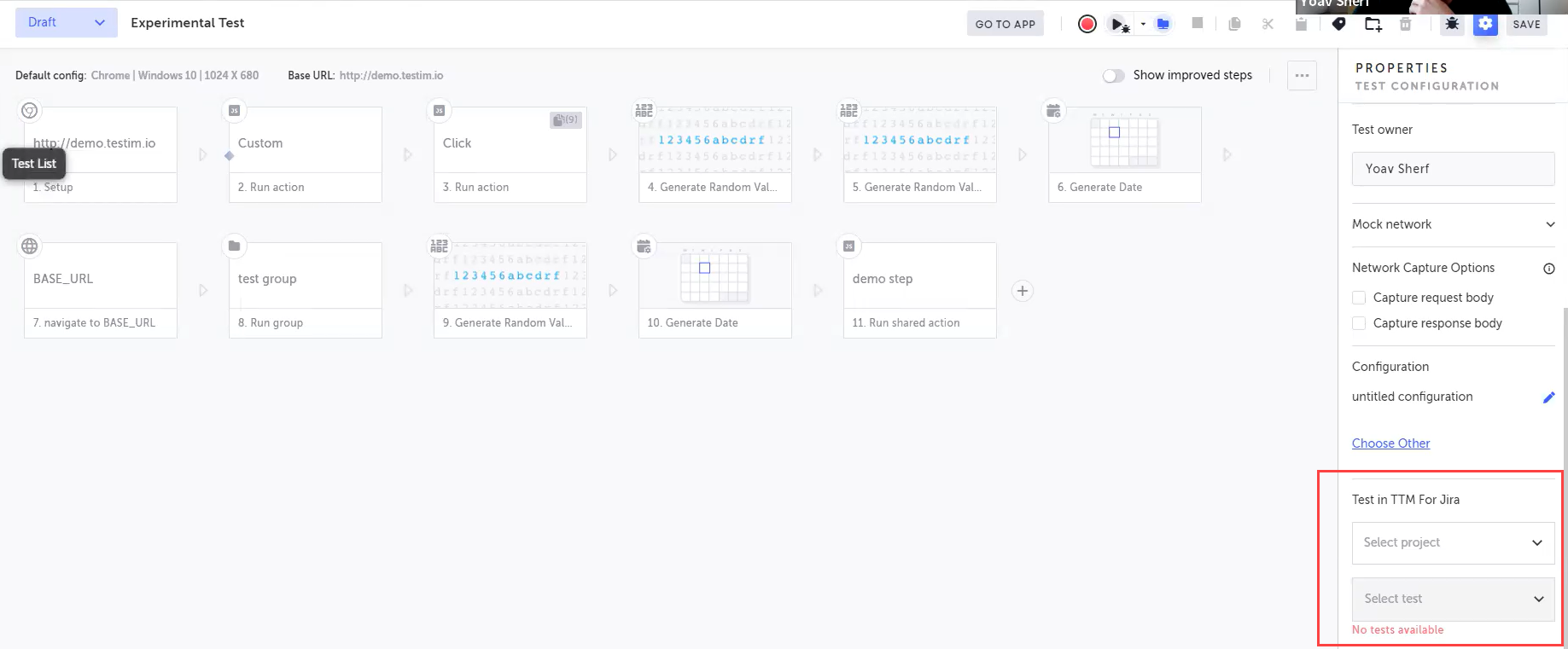 TTM for Jira のマッピングを解除する Test Properties 画面