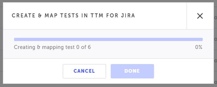 TTM for Jira 一括マッピング処理の進行状況バー