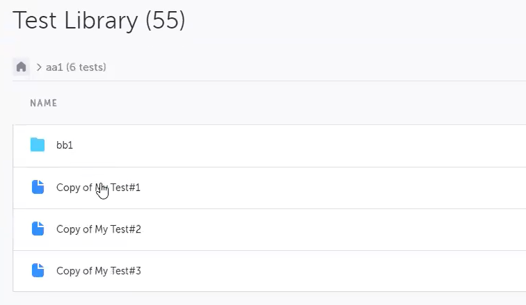 Test Library で TTM 用フォルダーを選択している画面