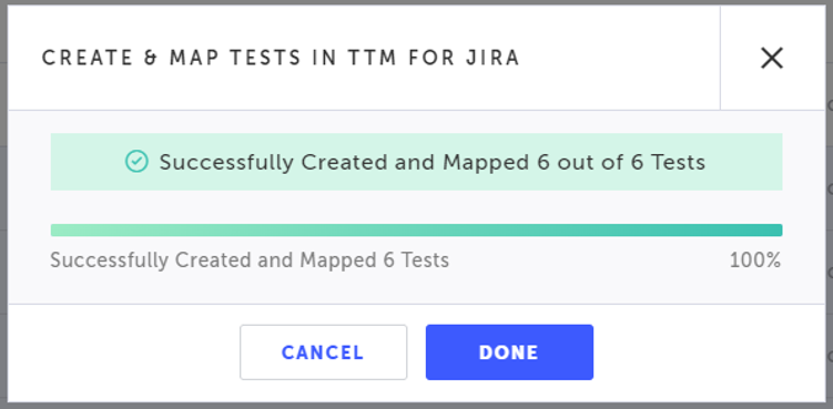 一括マッピングが 100% 完了したことを示すメッセージ