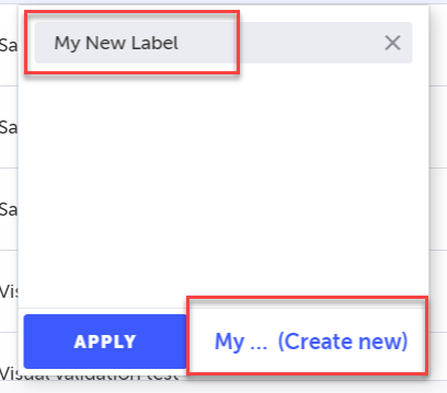 新しいラベル名を入力して Create New で作成する画面