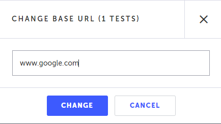 新しいベース URL を入力して Change をクリックするベース URL 変更ダイアログ