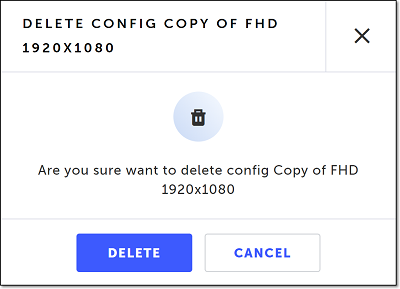 構成削除の確認内容が表示された Delete 確認ダイアログ