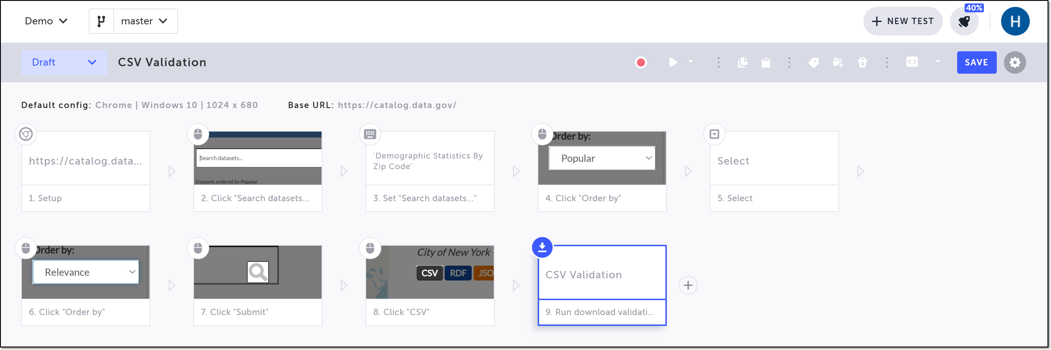 Validate download ステップの作成完了