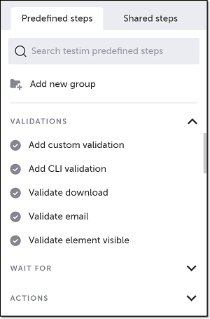 Validate download ステップの選択